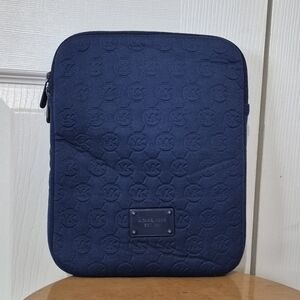 Michael Kors Navy Blue Padded Tablet Protector Embossed